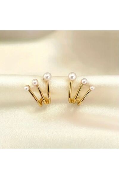 Vanilla Avenue Altın Sarısı Pençe Incili Şık Kadın Küpe