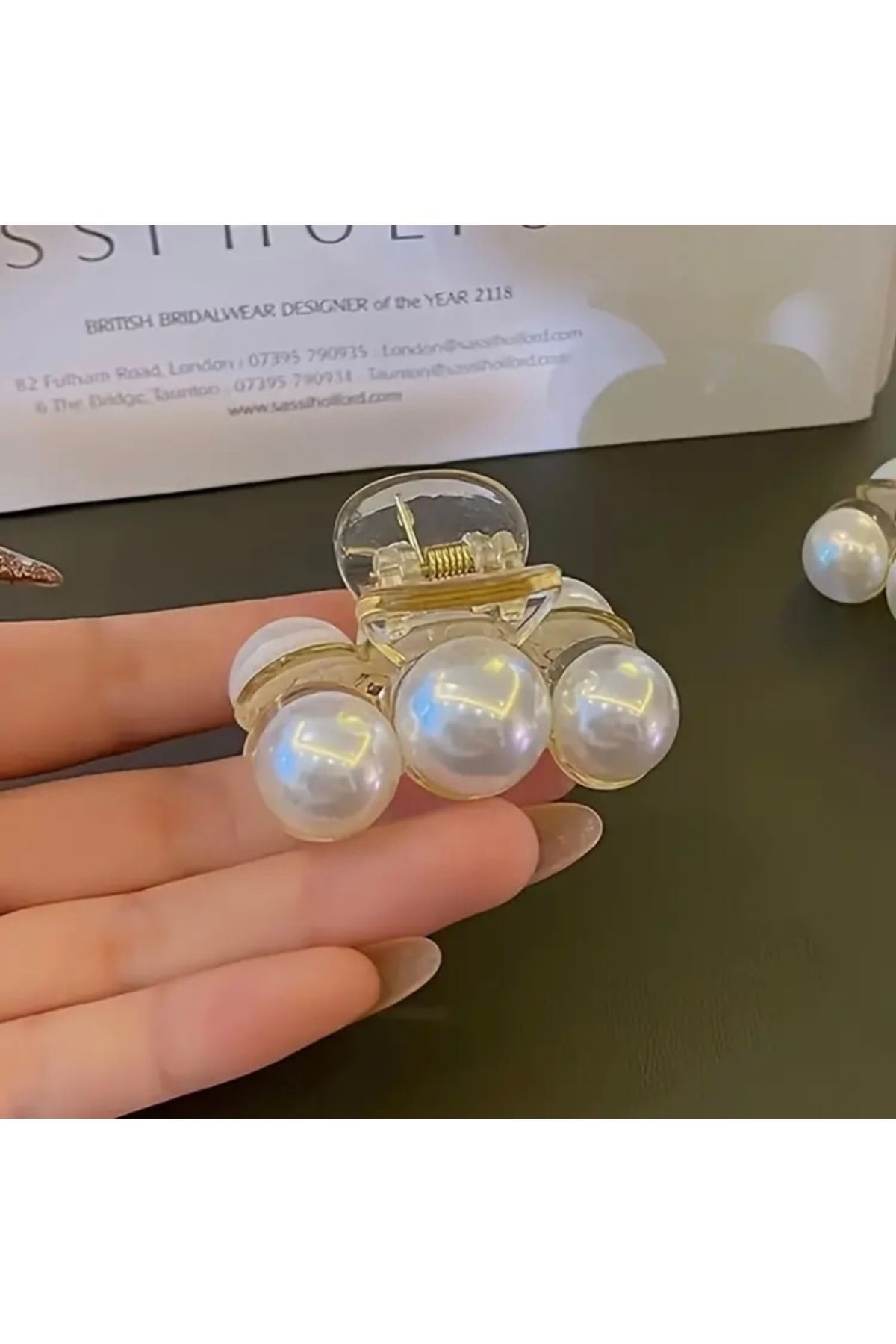 Moon Home Collection İncili Şık Mini Kadın Saç Tokası