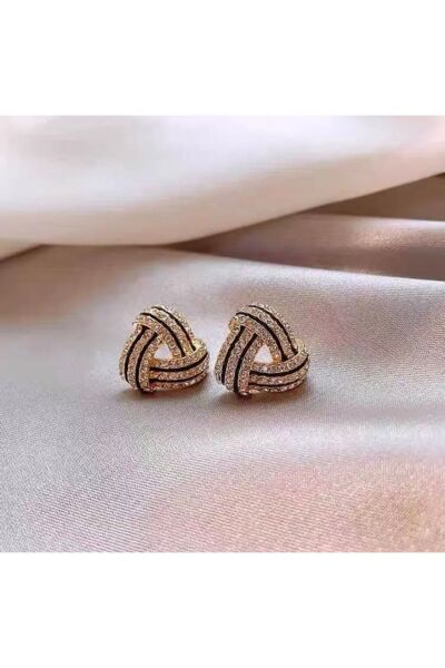 Vanilla Avenue Vintage Siyah Üçgen Işıltılı Zarif Geometrik Kadın Küpe