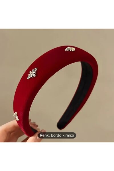 Vanilla Avenue Arı Esintili Şık Kadife Bordo Kadın Taç Bordo   Kadın / Kız