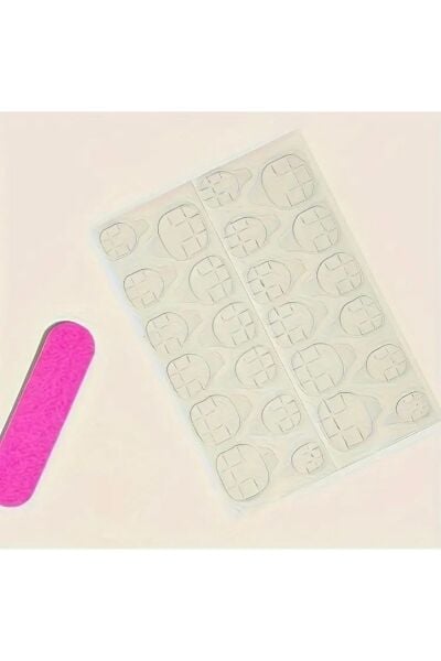 Vanilla Avenue Pembe Kare Kurdele Detaylı Puantiyeli Kendinden Yapışkanlı Takma Tırnak 24 Adet