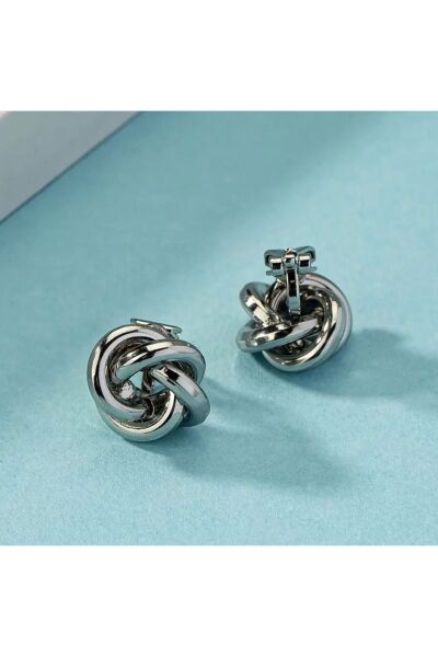 Vanilla Avenue Vintage Gümüş Rengi Şık Bükülmüş Halat Kadın Küpe