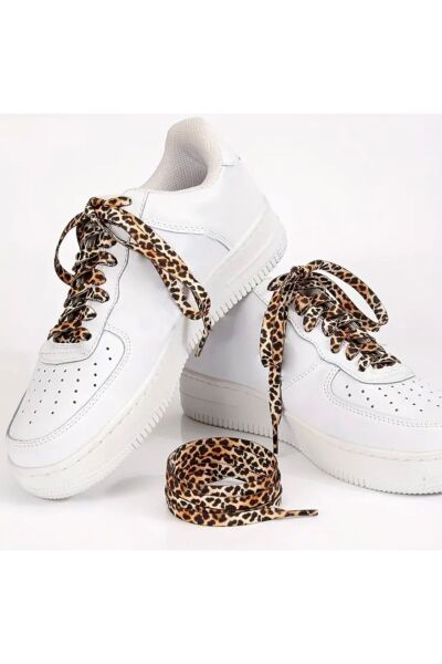Vanilla Avenue Klasik Leopar Desenli Kahverengi Ayakkabı Bağcıkları 1 Çift 120 cm