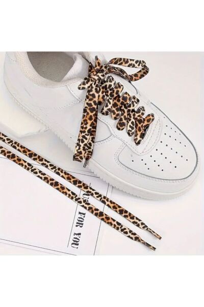 Vanilla Avenue Klasik Leopar Desenli Kahverengi Ayakkabı Bağcıkları 1 Çift 120 cm