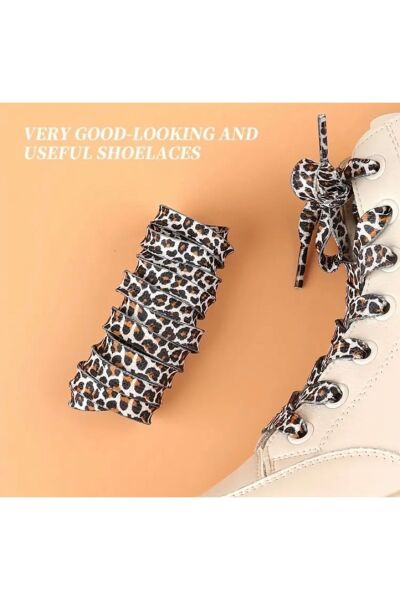 Vanilla Avenue Klasik Leopar Desenli Kahverengi Ayakkabı Bağcıkları 1 Çift 120 cm