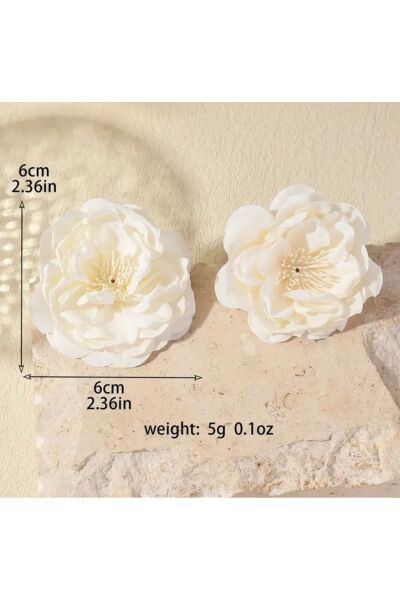 Vanilla Avenue Mint Yeşili Vintage Tarzı 3D Piyon Çiçeği Günlük Kullanım Kadın Küpe