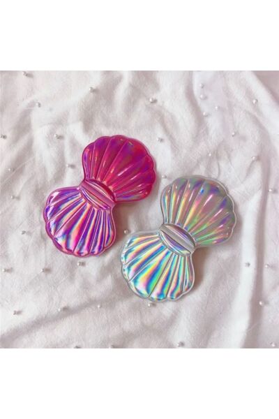 Moon Home Collection Pembe Yıldız Tozlu Parıltılı Çift Taraflı Kompakt Mini Makyaj El Aynası Pembe  8 x 8