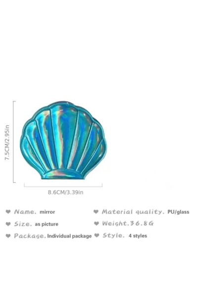 Moon Home Collection Pembe Yıldız Tozlu Parıltılı Çift Taraflı Kompakt Mini Makyaj El Aynası Pembe  8 x 8