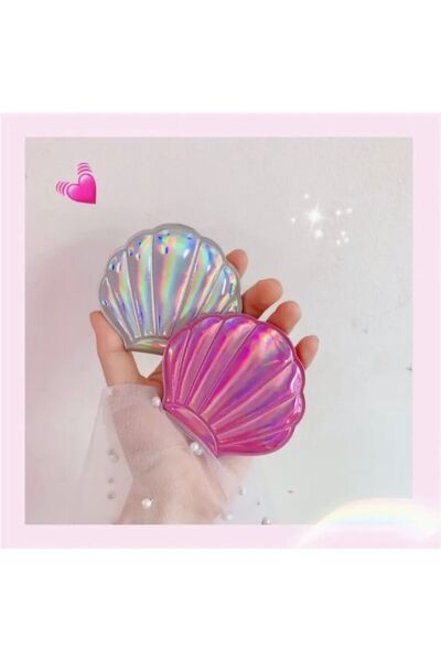 Moon Home Collection Pembe Yıldız Tozlu Parıltılı Çift Taraflı Kompakt Mini Makyaj El Aynası Pembe  8 x 8