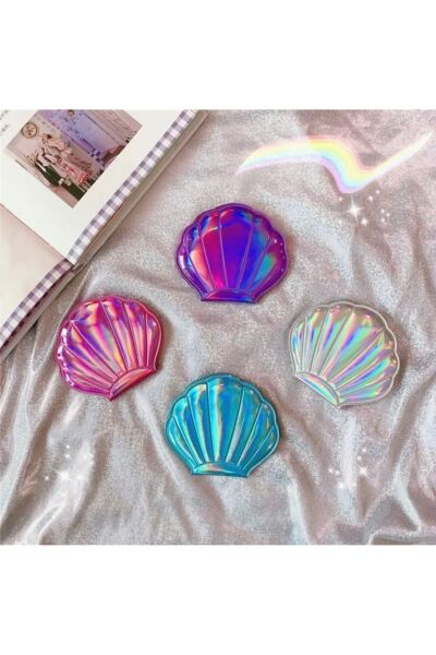 Moon Home Collection Pembe Yıldız Tozlu Parıltılı Çift Taraflı Kompakt Mini Makyaj El Aynası Pembe  8 x 8