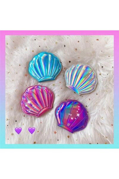 Moon Home Collection Pembe Yıldız Tozlu Parıltılı Çift Taraflı Kompakt Mini Makyaj El Aynası Pembe  8 x 8