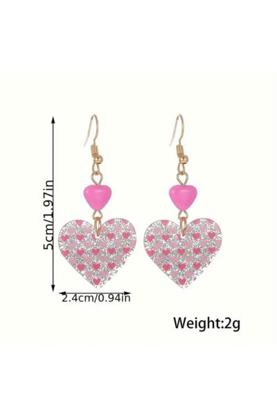 Moon Home Collection Açık Pembe Kalp Şeklinde Sevimli Sallantılı Kadın Küpe Pembe Tek Ebat  Kadın / Kız