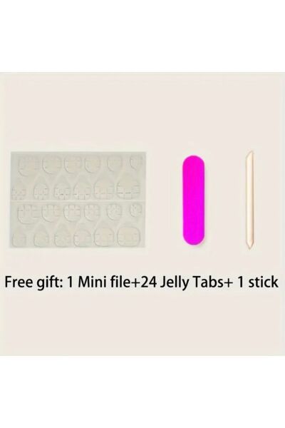 Vanilla Avenue Soğuk Temalı Orta Badem Gümüş Şerit Kendinden Yapışkanlı Takma Tırnak 24 Adet