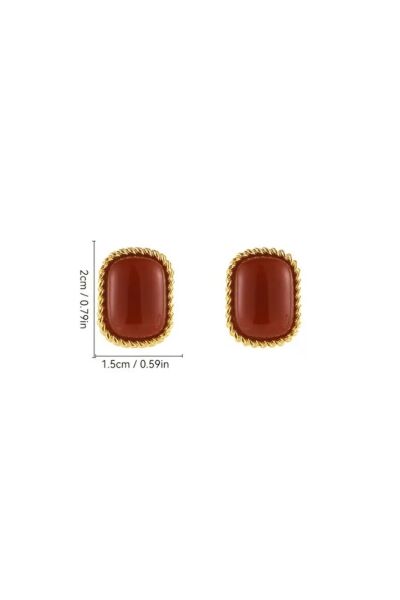Vanilla Avenue Şık Vintage Esintili Kırmızı Geometrik Kare Günlük Kullanım Kadın Küpe