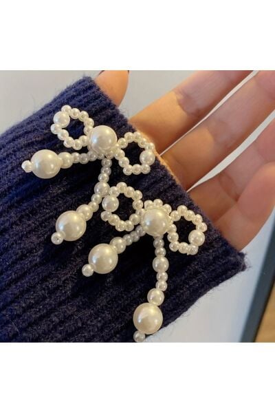 Vanilla Avenue Şık İncili Fiyonk Şeklinde Sallantılı Günlük Kullanım Kadın Küpe