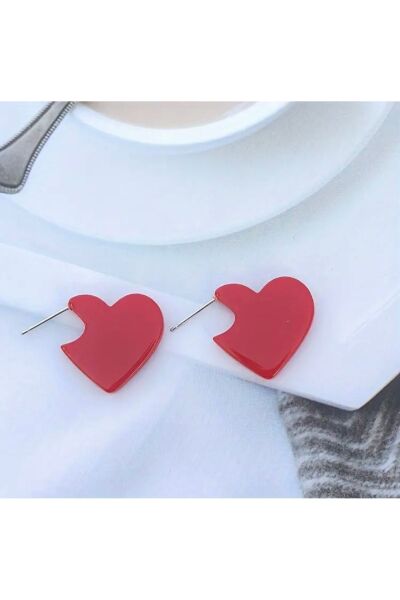 Vanilla Avenue Kırmızı Kalp Şekilli Sevgililer Gününe Özel Kadın Küpe