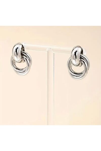 Moon Home Collection Gümüş Rengi Günlük Şık Sallantılı Halka Kadın Küpe Gri Tek Ebat  Kadın / Kız