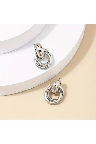 Moon Home Collection Gümüş Rengi Günlük Şık Sallantılı Halka Kadın Küpe Gri Tek Ebat  Kadın / Kız