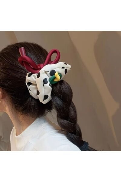 Vanilla Avenue Bohem Dev Saten Fransız Puantiyeli Şirin Renkli Scrunchies Kadın Saç Tokası