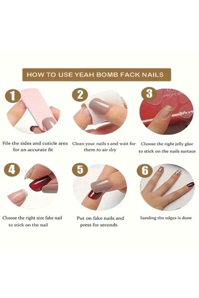 Vanilla Avenue Beyaz Pembe Kalp ve Fiyonk Detaylı Kendinden Yapışkanlı Takma Tırnak 24 Adet