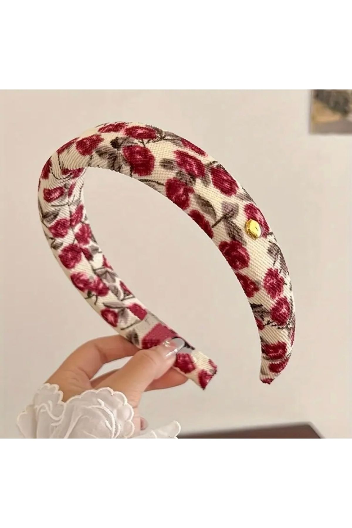 Vanilla Avenue Vintage Çiçekli Şık Hoop Geniş Kenarlı Günlük Kullanım Kadın Tacı