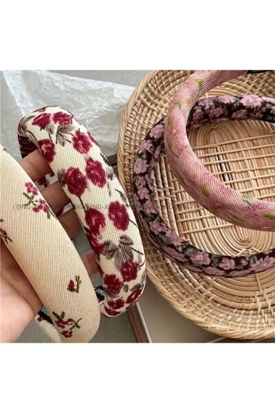 Vanilla Avenue Vintage Çiçekli Şık Hoop Geniş Kenarlı Günlük Kullanım Kadın Tacı