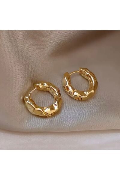 Moon Home Collection Altın Sarısı Parlak Zarif Minimalist Tarz Halka Kadın Küpe Sarı Tek Ebat  Kadın / Kız