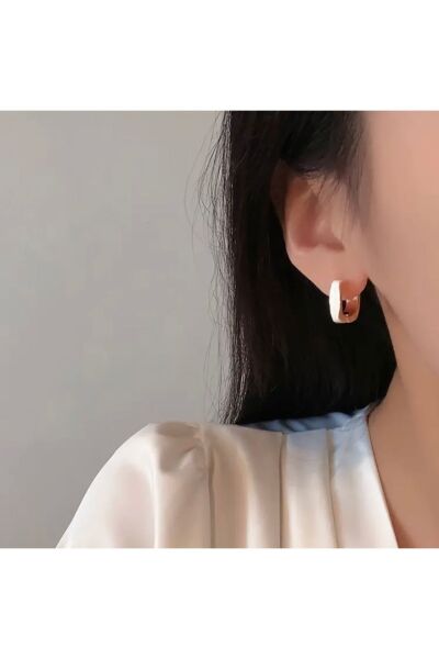 Moon Home Collection Altın Sarısı Zarif Kare Minimalist Tarz Halka Kadın Küpe Sarı Tek Ebat  Kadın / Kız