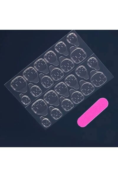 Vanilla Avenue Pembe Badem Kesim Çiçekli Kendinden Yapışkanlı Takma Tırnak 24 Adet