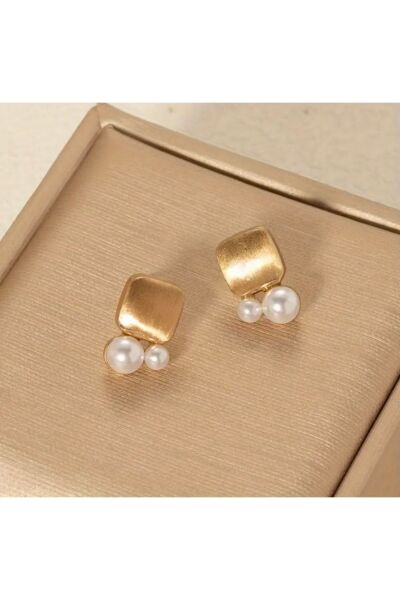 Vanilla Avenue Zarif Geometrik Inci Detaylı Şık Kadın Küpe