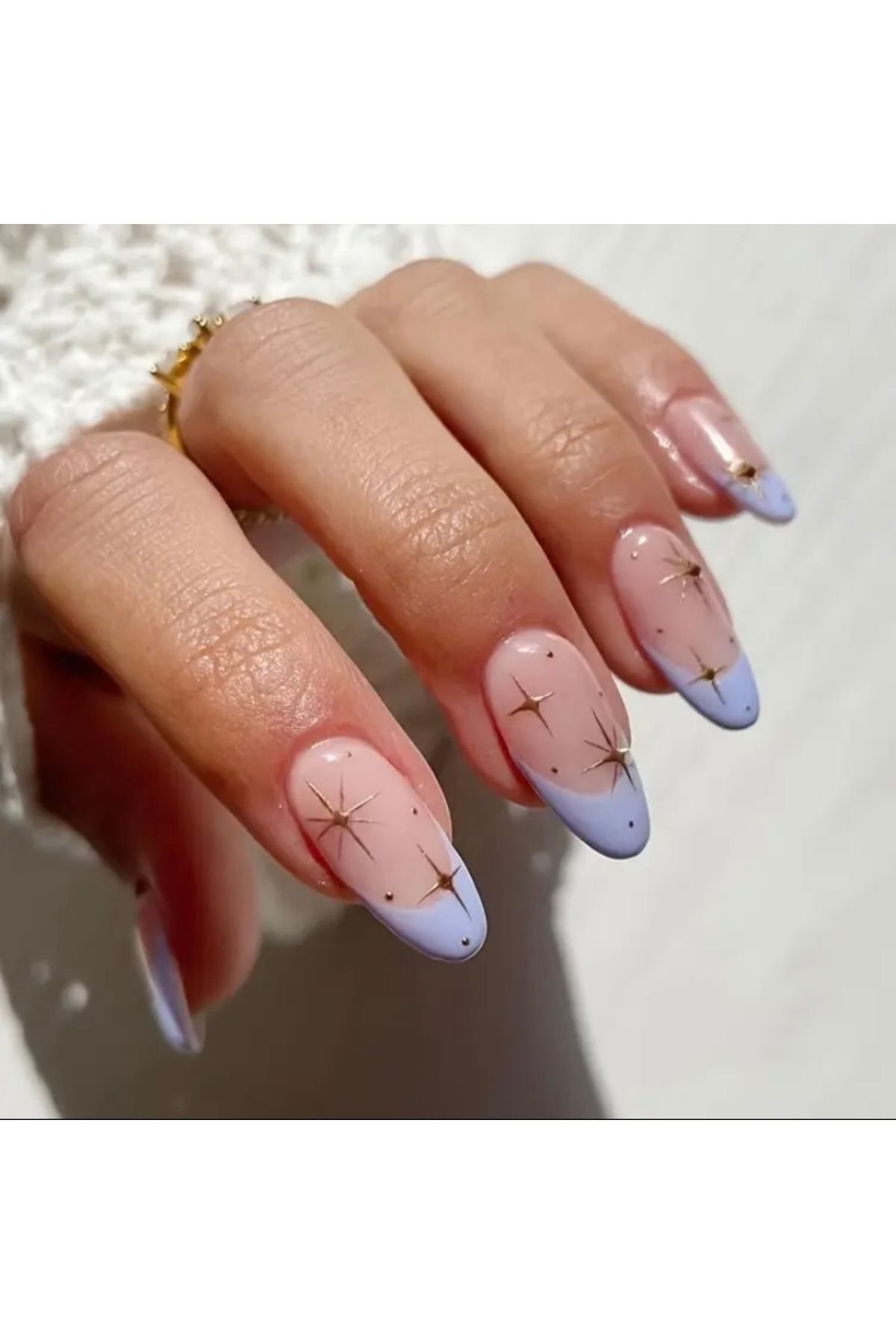 Vanilla Avenue Mor ve Pembe Işıltılı Orta Badem Kendinden Yapışkanlı Takma Tırnak 24 Adet
