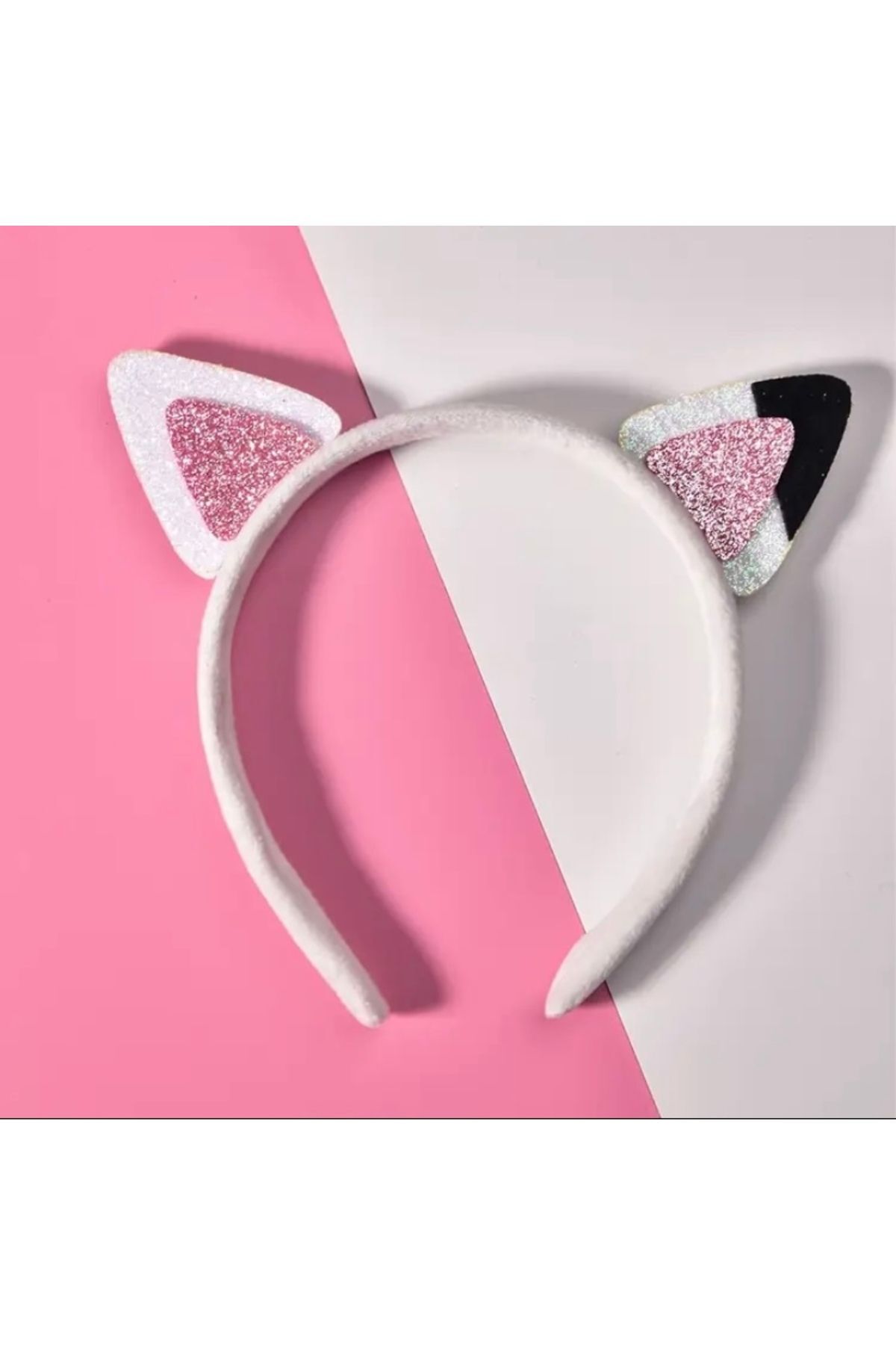 Vanilla Avenue Beyaz Sevimli Kedi Kulak Parlak Kız Çocuk Tacı