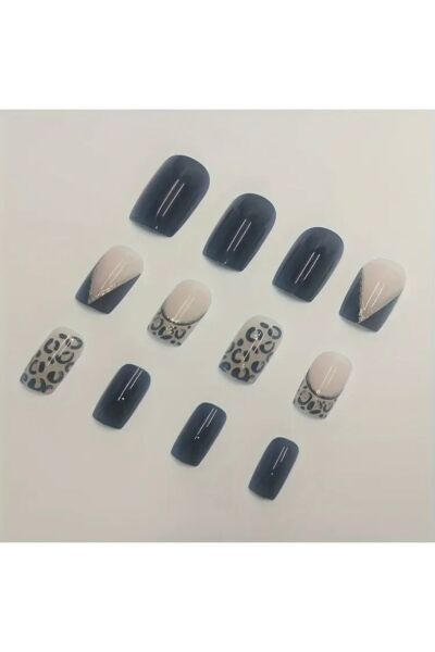 Vanilla Avenue Parlak Kısa Leopar Kendinden Desenli Takma Tırnak 24 Adet