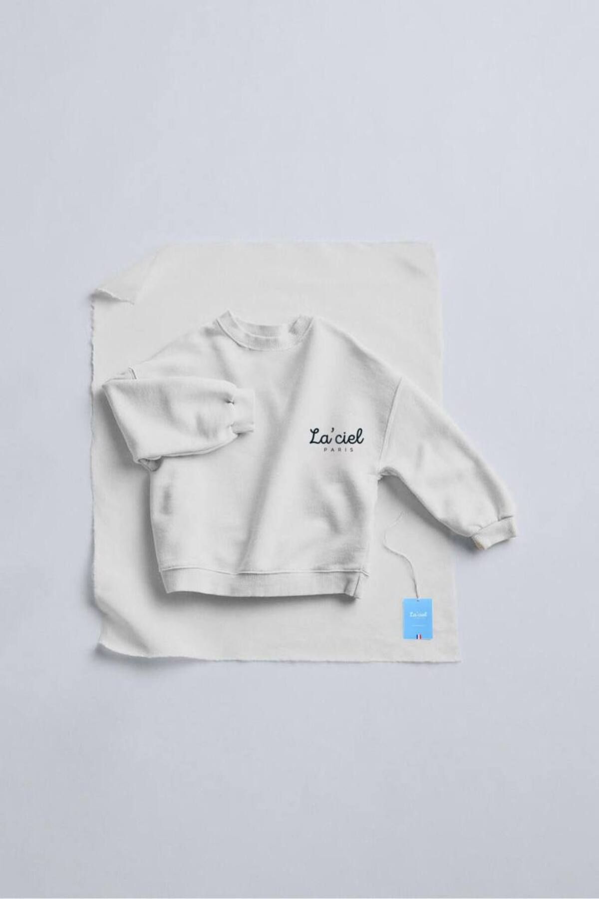 Beyaz Renk Sloganlı Kız Erkek Çocuk Unisex Üst Sweatshirt Beyaz 6-7 Yaş  Unisex