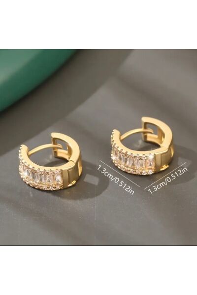 Vanilla Avenue Parlak Kübik Zirkonya Şık Halka Sallantılı Kadın Küpe