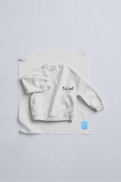 Beyaz Renk Sloganlı Kız Erkek Çocuk Unisex Üst Sweatshirt Beyaz 5-6 Yaş  Unisex