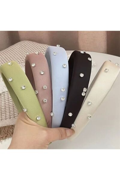 Vanilla Avenue Şık Taşlı Beyaz Kalın Vintage Düz Renk Günlük Kullanım Kadın Tacı