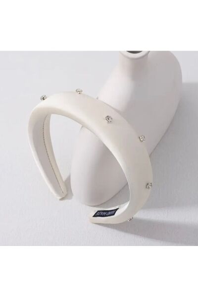 Vanilla Avenue Şık Taşlı Beyaz Kalın Vintage Düz Renk Günlük Kullanım Kadın Tacı