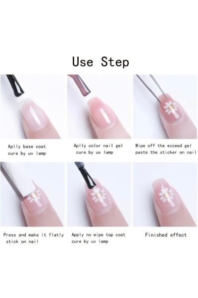 Vanilla Avenue Turkuaz Bohem Tırnak Çıkartmaları Simli Kalpli Tırnak Süsleri