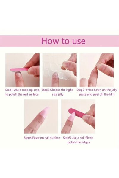 Vanilla Avenue Kalp Ve Çizgili Pembe Ve Sarı Badem Kendinden Yapışkanlı Takma Tırnak 24 Adet