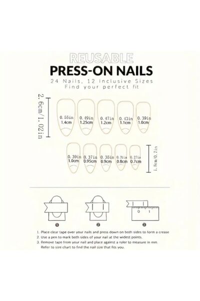 Vanilla Avenue Kalp Ve Çizgili Pembe Ve Sarı Badem Kendinden Yapışkanlı Takma Tırnak 24 Adet