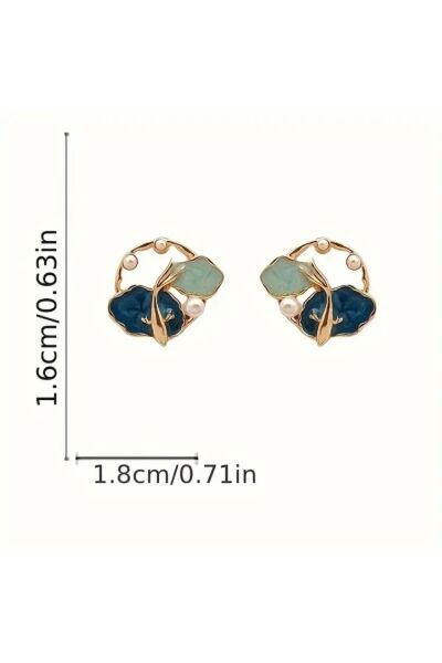 Vanilla Avenue Mavi Damlalı Inci Detaylı Çember Kadın Küpe