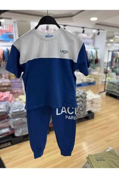 Moon Home Collection Lacivert Beyaz Erkek Alt Üst Çocuk Tişört ve Jogger Eşofman Seti