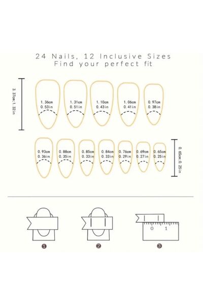 Vanilla Avenue Sarı Arı Desenli Badem Kendinden Yapışkanlı Takma Tırnak 24 Adet