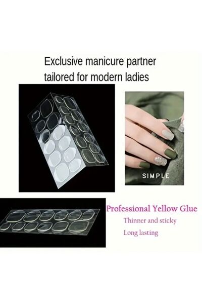 Vanilla Avenue Yeşil French Çiçek Desenli Kendinden Yapışkanlı Takma Tırnak Seti 24 Adet