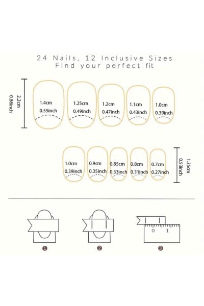 Vanilla Avenue Yeşil French Çiçek Desenli Kendinden Yapışkanlı Takma Tırnak Seti 24 Adet