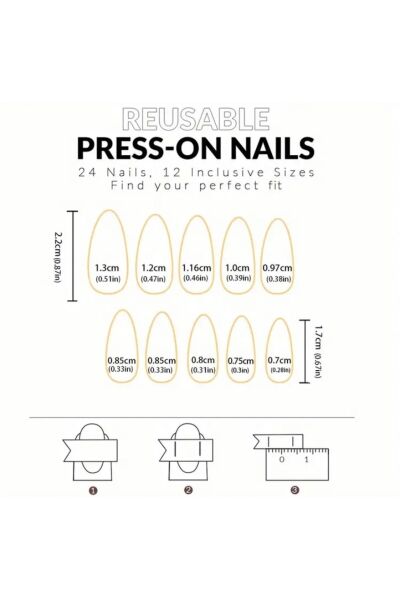 Vanilla Avenue Pembe Kalp Desenli French Kendinden Yapışkanlı Takma Tırnak Seti 24 Adet