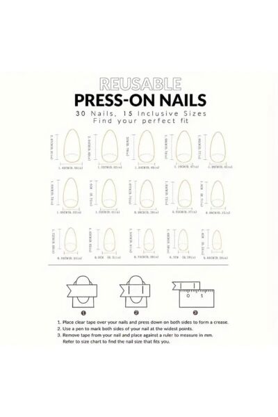 Vanilla Avenue Badem Kesim Karma Renk Altın Sarısı Kendinden Yapışkanlı Takma Tırnak Seti 24 Adet