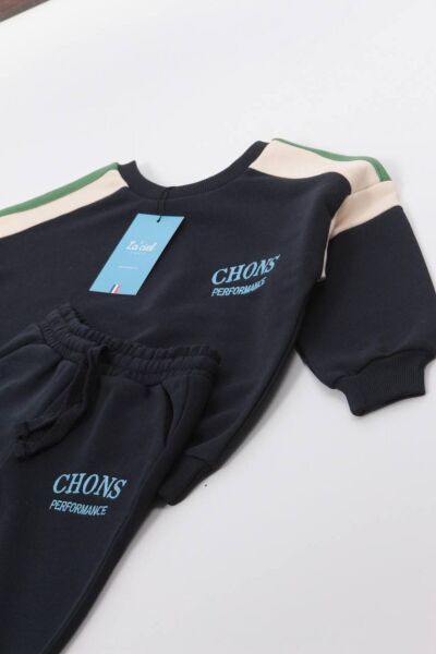 Chons Lacivert Unisex Çocuk Kışlık 3 Iplik Pamuklu Sweatshirt Eşofman Alt-üst Takım Lacivert 2-3 Yaş  Unisex