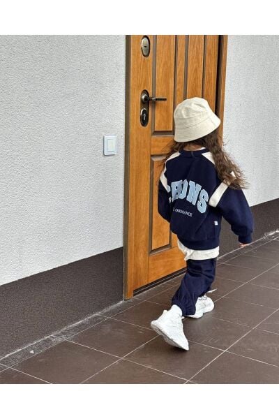 Chons Lacivert Unisex Çocuk Kışlık 3 Iplik Pamuklu Sweatshirt Eşofman Alt-üst Takım Lacivert 2-3 Yaş  Unisex